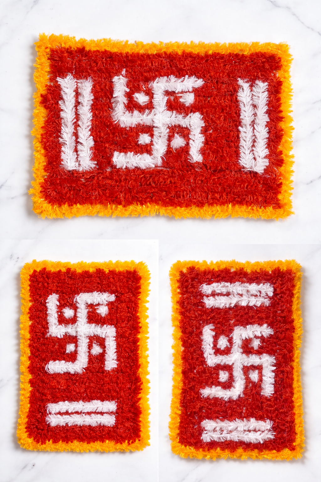 Handmade Woolen Swastik Rangoli Mat – Pack of 2